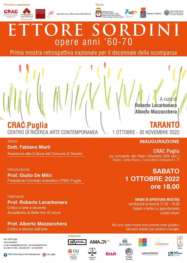 8 ottobre 2022 Mostra-ettore-sordini CRAC Taranto manifesto