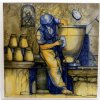 Pannello  - Pannello maiolicato raffigurante un torniante al lavoro. Opera di Roberto Rosati.Scarica il file
